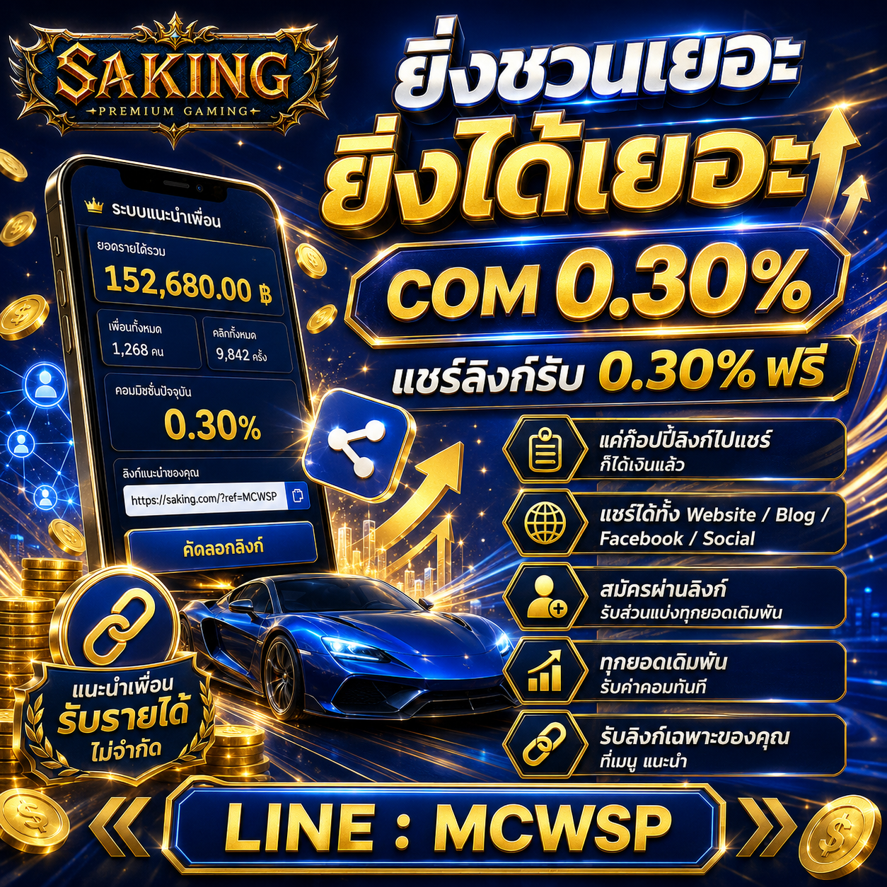 ยิ่งชวนเยอะ ยิ่งได้เยอะ COM 0.3%