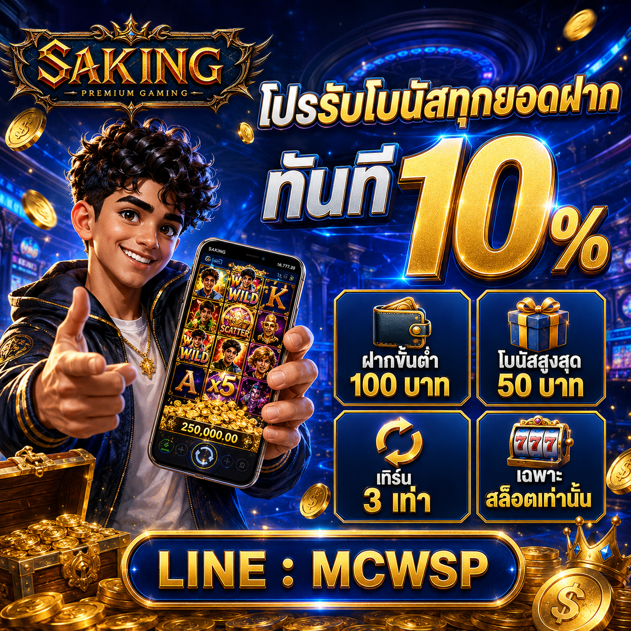 โปรรับโบนัสทุกยอดฝาก ทันที 10%